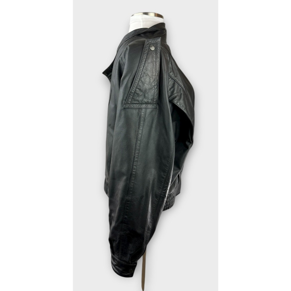 Vintage Wilsons Leather Bomber Motorcycle Jacket Asymmetric Zip Moto Black XL - Picture 4 of 16